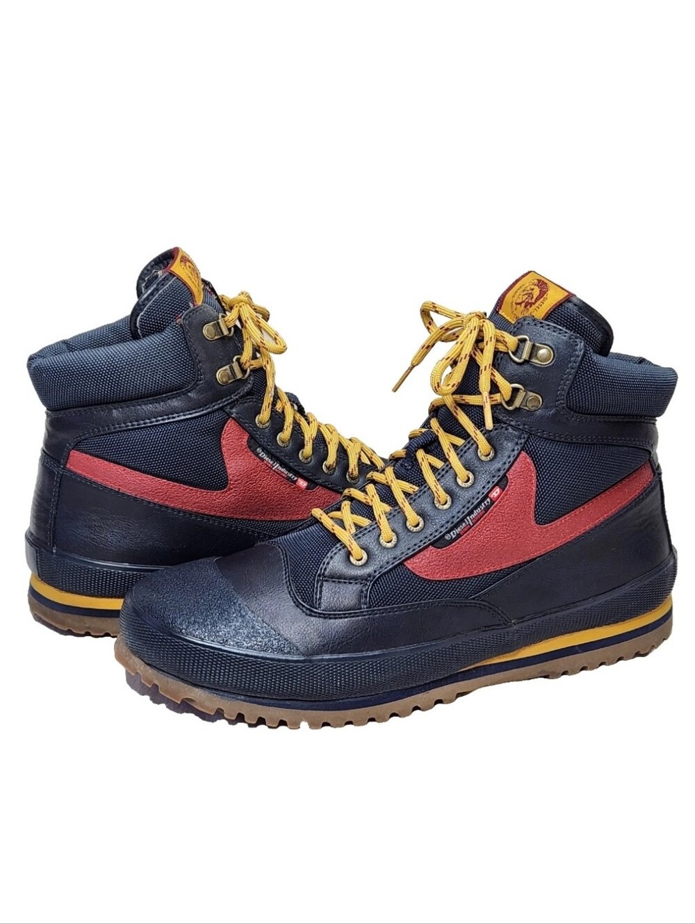 DIESEL Industries Olson Hiking Boots Sz 13 Navy Red Yellow Village